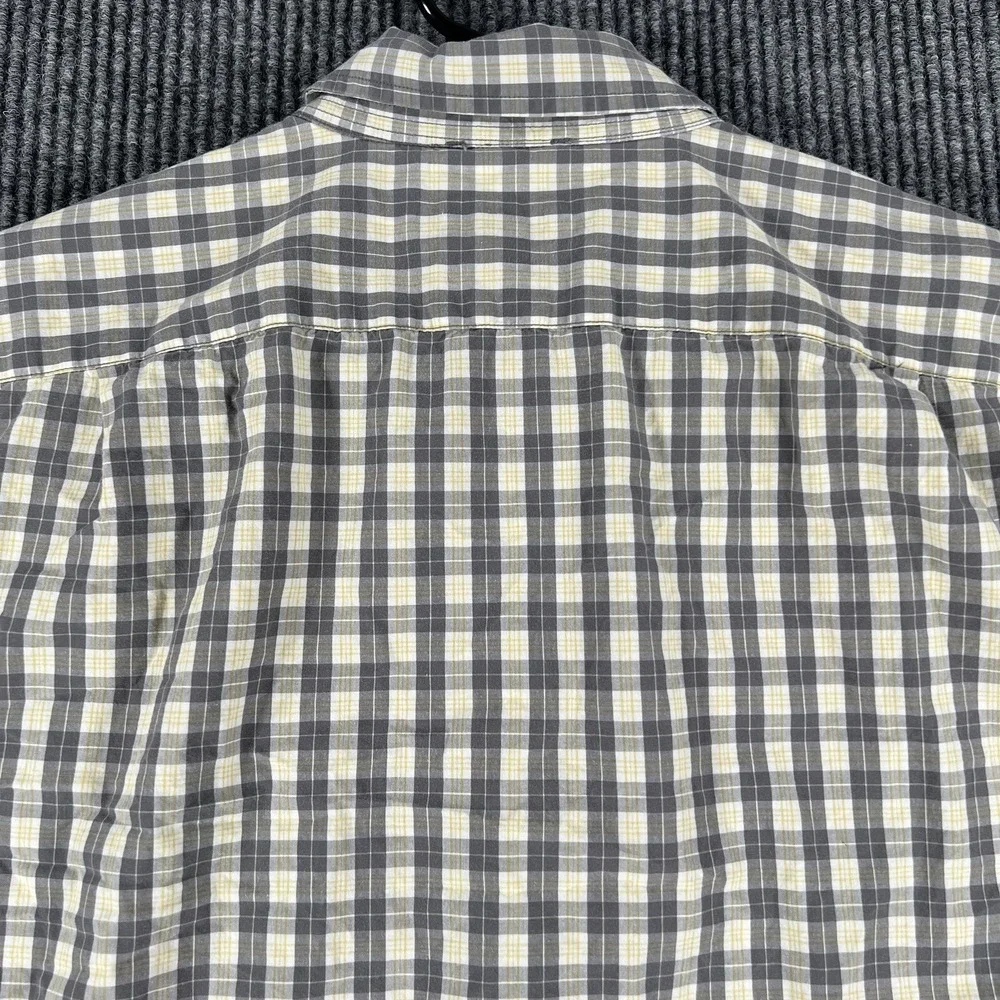 Banana Republic Shirt Mens Size Large Yellow Gray Plaid Long Sleeve Button Up